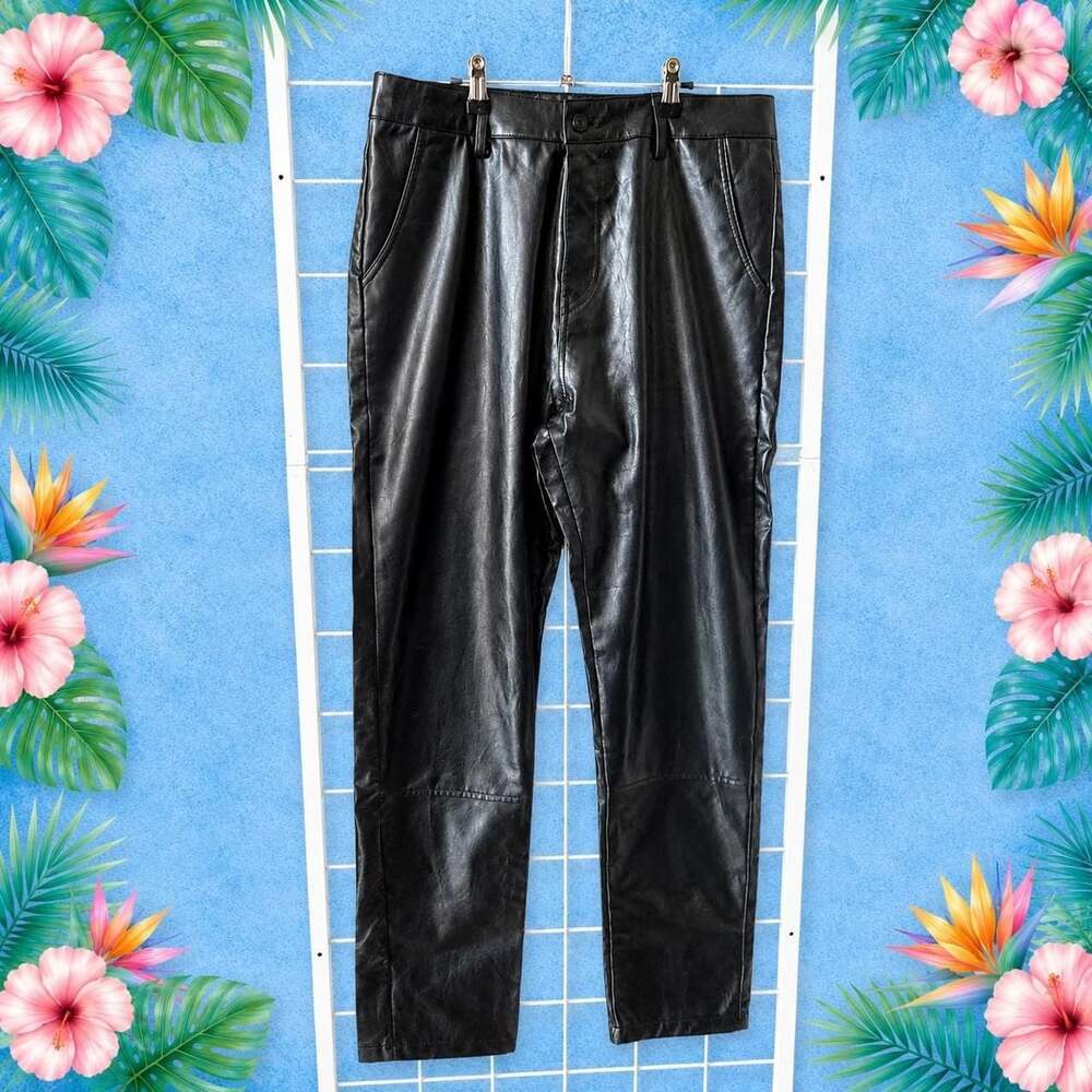 Manfinity Faux Leather Black Pants Mens XL